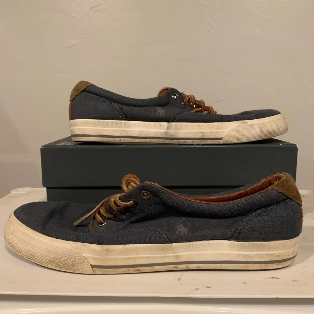 Polo Ralph Lauren Vaughn Sneakers Mens 11 Navy Good Chambray Herringbone‎ Suede